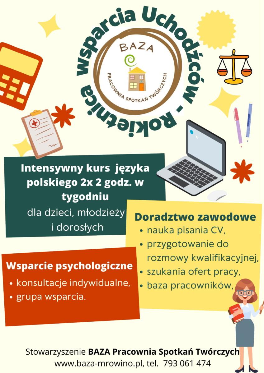 Plakat - kurs języka polskiego dla obywateli Ukrainy