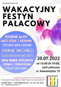 Wakacyjny Festyn  pałacowy - plakat