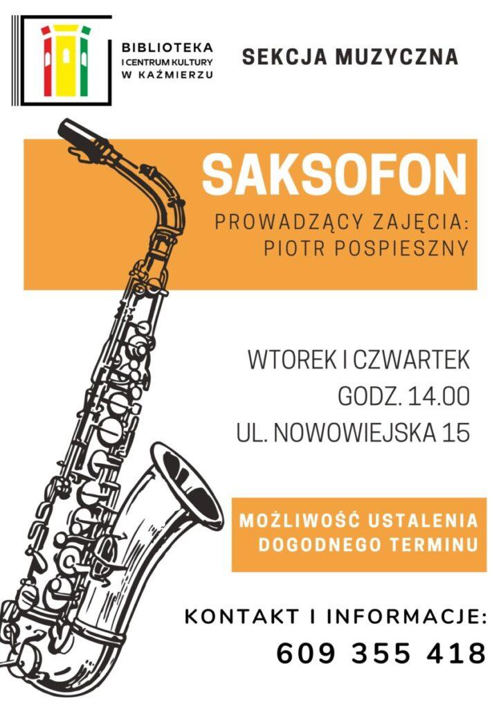 plakat sekacja muzyczna saksofon