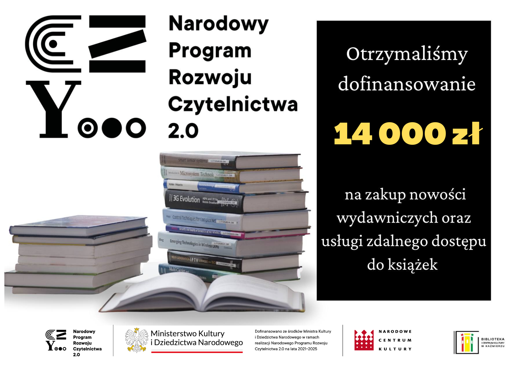 Dofinansowanie z Programu Wieloletniego „Narodowy Program Rozwoju Czytelnictwa 2.0” na lata 2021-2025