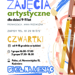 Artystyczne zajęcia dla dzieci 9–11 lat! Zapraszamy na kreatywne spotkania, które odbędą się w każdy czwartek od 4 do 18 grudnia w Pałacu przy ul. Nowowiejskiej 15 w Kaźmierzu. Grupa 1: 16:00–17:00 Grupa 2: 17:30–18:30 Zajęcia prowadzi: Anna Przewoźna Koszt: • 50 zł za cały miesiąc • 20 zł za pojedyncze zajęcia Zapisy: 61 29 18 072